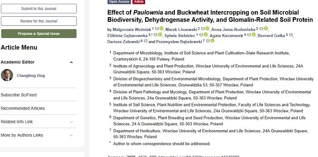 Nowa publikacja w Agronomy Nowa publikacja w Agronomy