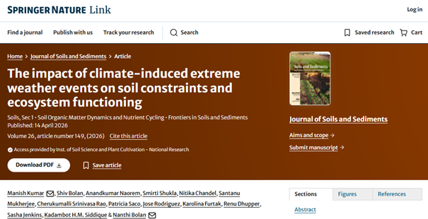 Nowa publikacja w Journal of Soils and Sediments
