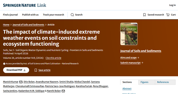 Nowa publikacja w Journal of Soils and Sediments